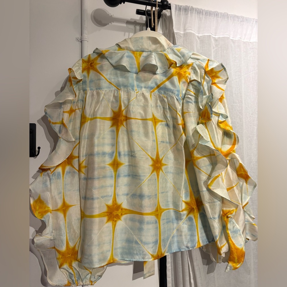 Ulla Johnson Yellow and Blue Ruffled Blouse - Picture 5 of 5